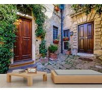 FACADUP European Town Murals, Italy Old City Alley Wallpaper Medieval Architecture Wall Murals for Living Room Bedroom 500x300cm Home TV Sofa Background Wall Decor (Not Self-Adhesive)