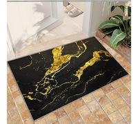 FACADUP Fashion Porch Rug 60x110cm Area Rug Luxury Black Gold Area Rug, Fashion Gold Foil Art Black Carpet, Entryway Rug with Anti-Slip Doormat Stain Resistant Rug for Kitchen Bathroom Sink