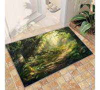 FACADUP Forest Path Small Rug 50x80cm for Bedroom Sunlight Green Trees Jungle View Carpet Hallway Entrance Carpet Anti-Slip Throw Floor Rug for Bathroom Laundry Room Kitchen