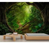 FACADUP Forest Tree Hole Murals, African Rainforest Wall Murals, Tropical Jungle Wallpaper for Bedroom Living Room Decor 100x70cm Artwork Wilderness Scenic Picture (Not Self-Adhesive)