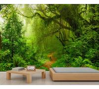 FACADUP Green Forest Murals, Virgin Forest Scenery Wall Murals, Tropical Rainforest Wallpaper for Living Room Bedroom Decor 100x70cm Artwork Wilderness Scenic Picture (Not Self-Adhesive)