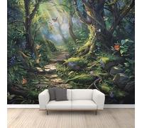 FACADUP Hazy Forest Murals, Virgin Rainforest Landscape Wall Mural Wallpaper, Fantasy Forest Wallpaper for Bedroom Living Room Decor 200x140cm Nature Landscape Wall Decal (Not Self-Adhesive)