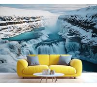 FACADUP Iceberg Mural, Snow Mountain Waterfall Wall Mural Wallpaper, Ice Snow Polar Regions Wallpaper for Living Room Bedroom Decor 250x175cm Nature Wilderness Scenic Decorative (Not Self-Adhesive)