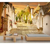 FACADUP Italian Coastal City Murals, Old Mediterranean Street Wallpaper Tuscany Italy Wall Murals for Living Room Office 450x300cm Adhesive Large Wallpaper Stickers (Not Self-Adhesive)