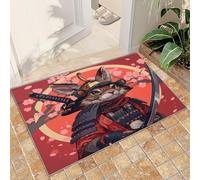 FACADUP Japanese Anime Mouse Area Rugs 50x80cm Door Mat Fun Mouse Armour Warrior Rug Hallway Entrance Carpet Anti-Slip Throw Floor Carpet for Bathroom Laundry Room Kitchen