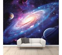 FACADUP Kids Planet Murals, Creative 3D Cosmic Galaxy Wall Mural Wallpaper, Astronomy Fantasy Wallpaper for Bedroom Living Room Decor 350x256cm Fantasy Background Wall Decorative (Not Self-Adhesive)