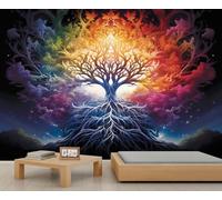 FACADUP Magical Tree Murals, Tree of Life Wall Murals, Abstract Art Inspiration Wallpaper for Bedroom Living Room Decor 300x240cm Modern Magical Landscape Wall Artwork (Not Self-Adhesive)