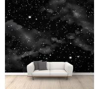 FACADUP Night Sky Murals, Midnight Cloudy Starry Sky Wall Murals, Galaxy Starry Wallpaper for Living Room Bedroom Decor 300x210cm Fantasy Background Wall Decorative (Not Self-Adhesive)