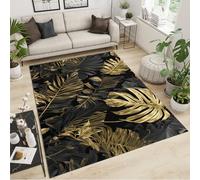 FACADUP Palm Leaves Small Rug 50x80cm Tropical Rainforest Giant Leaves Rugs, Luxury Gold Palm Leaves Rugs, Hallway Entrance Rug Anti-Slip Throw Floor Rug for Bathroom Laundry Room Kitchen