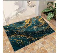 FACADUP Small Rug 50x80cm Abstract Dark Green Quicksand Rug, Luxury Gold Green Marble Carpet, Hallway Entrance Rug Anti-slip Throw Floor Rug for Bathroom Laundry Room kitchen
