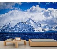 FACADUP Snowy Mountain Murals Blue Sky Snow Alpine Wallpaper Wall Murals Ocean Glacier Wallpaper for Bedroom Living Room 250x175cm Home TV Sofa Background Wall Decor (Not Self-Adhesive)