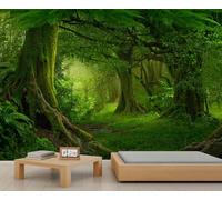 FACADUP Tropical Murals, Green Forest Wall Mural Wallpaper, African Primitive Rainforest Wallpaper for Bedroom Living Room Decor 500x300cm Artwork Wilderness Scenic Picture (Not Self-Adhesive)