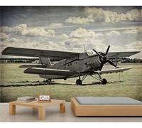 FACADUP Vintage Aircraft Wall Murals Retro Old Aircraft Aviation Wallpaper for Bedroom Living Room 500x300cm Home TV Sofa Background Wall Decor (Not Self-Adhesive)