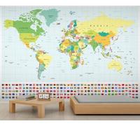 FACADUP World Map Murals, National Geographic World Wall Murals, Kids Educational Poster Wallpaper for Living Room Bedroom 150x105cm Artwork Background Wall Stickers (Not Self-Adhesive)