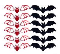 FACAIIO 12PCS 3D PVC Halloween Bat Wall Stickers Self-Adhesive Flying Bat Decals for Haunted House Party Decoration(Red + Black)