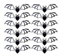 FACAIIO 12PCS 3D PVC Halloween Bat Wall Stickers Self-Adhesive Flying Bat Decals for Haunted House Party Decoration(Black)