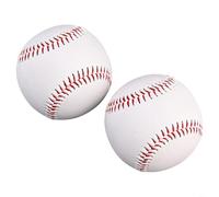 FACAIIO 2 Pack 9 Inch Baseballs and Softballs for Training, Hardwood Core Hard Ball and Rubber Core Soft Ball, PVC Cover for Pitching Batting Practice League Play, White(Soft ball)