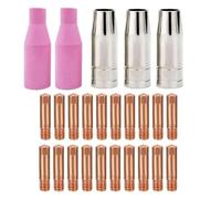 FACAIIO 25PCS Welding Torch Contact Tips 0.8mm 1.0mm for MIG MAG AK15 MB15 14AK for hitbox MIG200 MIG250 MT2000 HBM1200 with Gas Nozzles
