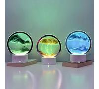 FACAIIO 3D Flowing Sand Hourglass Night Light with Touch Control, Glass and PVC Dynamic Sand Picture Lamp, USB or Battery Powered for Living Room Bedroom Decor, Gold