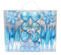 FACAIIO 40 Pieces Christmas Balls Distinct Pattern decor with A Flocking Texture 6cm in Diameter for Party and Holiday Decoration(Blue)