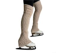 FACAIIO 45cm Fleece Long Skating Socks, High-Elastic Knit Cover Calves and Knees for Warmth Light for Warm-Ups Daily Practice Program Performances(silver)