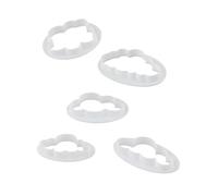 FACAIIO 5PCS Cloud Shape Cookie, 3D Printed Plastic Fondant for Cake Decorating, Size 5.4-7.8cm, 1cm Height, White