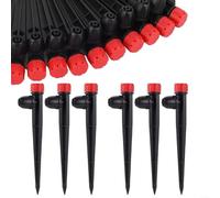 FACAIIO 60-Pack 360° Adjustable Drip Emitters, Quick-Connect Irrigation Sprinklers for 1 4 Inch Hose, Push-in Nozzles for Garden Landscaping(red)