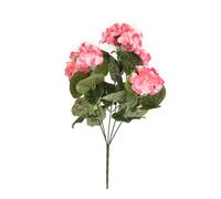 FACAIIO Artificial Geranium Flowers Bunch - Red Silk Cloth & Plastic Fake Pink Blooms for Home Decor, Wedding, Garden, Shop Display, 36cm Long with 5 Branches