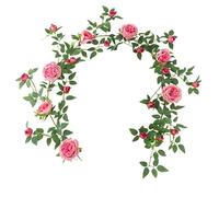 FACAIIO Artificial Rattan Garland 180cm Hanging Fake Flower Vine for Wedding Home Garden Indoor Outdoor Decoration Rosy Red Orange White