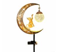 FACAIIO Bird Moon Solar Stake Light 85cm Crackled Glass(3)
