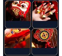 FACAIIO Chinese New Year Wind Chime Ornament with Embroidered Fu Blessing Design, Flannel and Metal Hanging Decoration for Year of the Snake Festive Home or Garden Décor