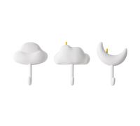 FACAIIO Decorative Wall Hooks Entryway, 3 Pack Star and Cloud Shaped Key Hangers, Waterproof PVC Mount with No Drill Patches, White Living Room Bedroom Nursery
