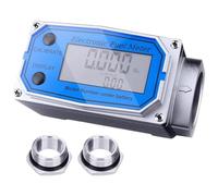 FACAIIO Digital Turbine Flow for Meter 1 Inch for BSP Thread, 8-120 L/min with LCD Display, for for Diesel Kerosene Water, Includes 3/4 Inch Adapter