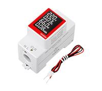 FACAIIO Din Rail Digital Electricity Meter with LCD Display, AC 50-300V Voltage, 0-100A Current, 0-30kW Active Power, 1999kWh Energy Measurement, Reset Function, Backlight Control, White