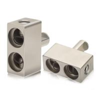 FACAIIO Dual 1/0 to Single 1/0 Gauge Wire Reducer Pair Car Audio Power Cable Terminal Connectors Silver Aluminium Alloy Build