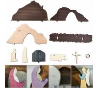 FACAIIO Easter Wooden Nativity Set Resurrection Scene Cross Ornament, Handmade Minimalist Christian Home Decor for Living Room or Table