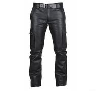 FACAIIO Gothic for Punk Rocker Pants Faux Leather Patchwork Gothic for | for slim fit design, faux leather front, cotton back, zip fly closure, ideal for daily wear