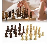 FACAIIO Hand Carved 32pcs Wooden Chess Pieces Set, 65mm King Size Crafted Replacement Figures, Portable Board Game Accessories for Travel, Kids and Adults