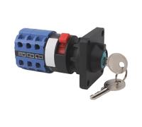 FACAIIO Key Switch 16A 380V with Silver Alloy Contacts for Industrial Automation, 8-Terminal Changeover Switch with Key Lock, Blue ABS Reversing Switch