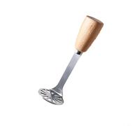 FACAIIO Manual Potato Masher for Stainless Steel with Comfortable Wood Handle, for Compact Kitchen Gadget Smooth Purees of Root Veg, Easy Clean, Silver and Yellow