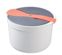 FACAIIO Microwave Rice Cooker Steamer, Portable Vegetable and Pasta Steaming Pot with Strainer for Rice Soup Vegetables(Orange)