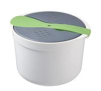 FACAIIO Microwave Rice Cooker Steamer, Portable Vegetable and Pasta Steaming Pot with Strainer for Rice Soup Vegetables(Green)
