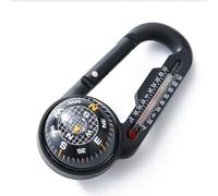 FACAIIO Mini Compass with Thermometer and Carabiner Clip for Outdoor Adventures, Pocket-Sized Navigation Tool, Black