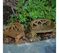 FACAIIO Mini Garden Ornament Resin Lawn Chairs for Fairy Gardens, Terrariums and DIY Bonsai Decor, Brown 5 x 3 x 3 cm