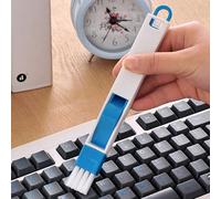 FACAIIO Multifunction Computer Cleaning Brush with Dustpan for Keyboard Grooves, Nooks and Crannies, for PP and Nylon Bristles, 2 x 17cm Brush, 5.5 x 13.5cm Dustpan, Black/Blue