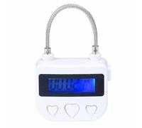 FACAIIO Programmable USB-Charged Time Lock Padlock Chastity Cages Restraints, 99h59m Timer, Black/White