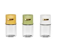 FACAIIO Push Type Seasoning Dispenser with 0.5g Metering Function, Sealed Salt Shaker for Sugar Pepper, Ergonomic Glass Jar for Kitchen, Yellow