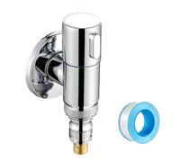FACAIIO Quick Opening Angle Valve for Washing for Machine, 1/2 Inch G Stainless Steel Water Stop Valve with Flexible Bayonet Screw, Silver