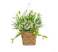 FACAIIO Realistic white berries, wildflower garland, rustic farmhouse style, 35cm diameter, lightweight design
