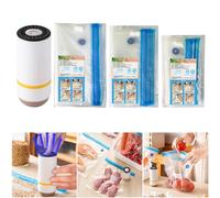 FACAIIO Reusable Vacuum Seal Bags with USB Rechargeable Electric Pump, 15-Pack Food Saver Storage Set for Fruits, Vegetables, Meat and Clothes